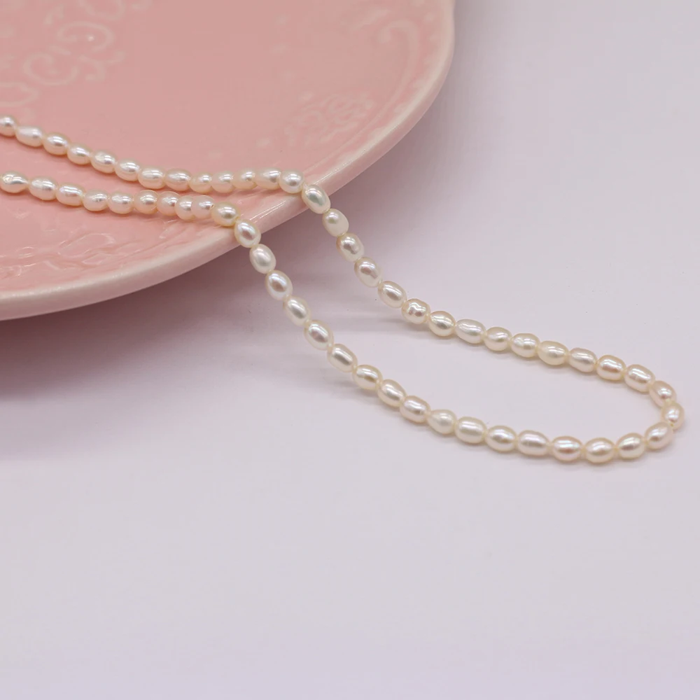 Natural Freshwater Pearl Rice Beads Punch Loose Pearls Bead For DIY Charm Bracelet Necklace Jewelry Accessories Making 3-3.5mm