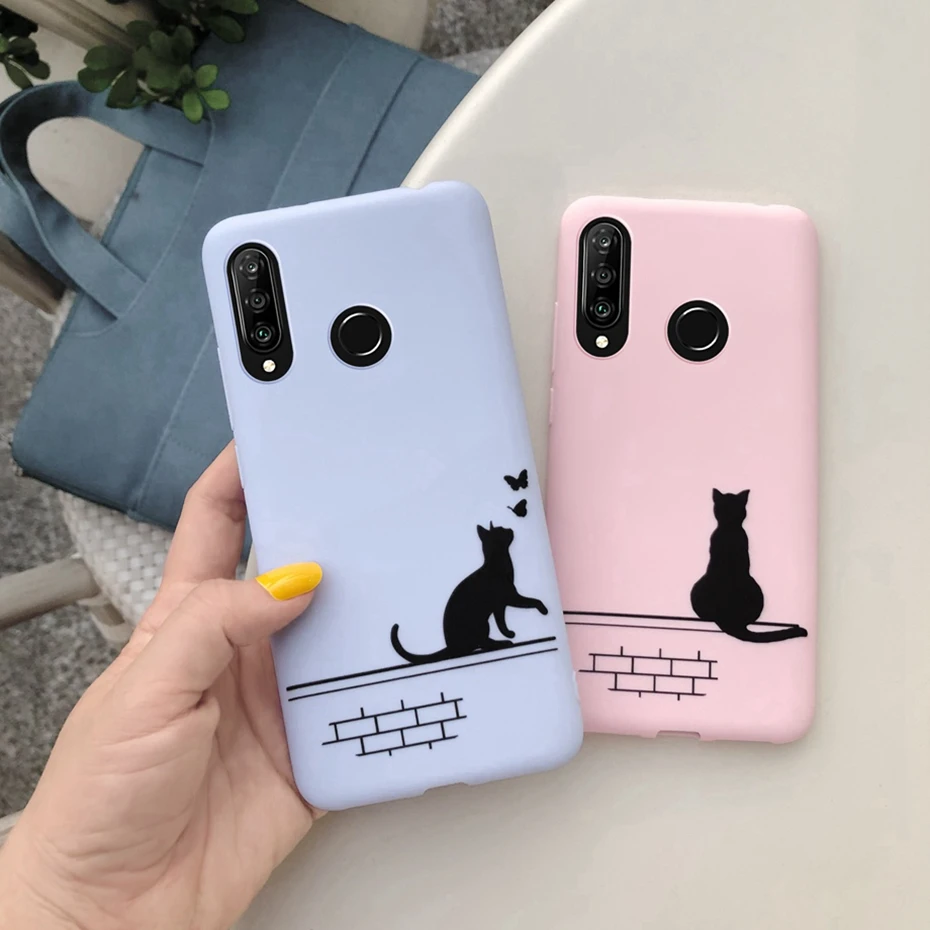 Чехол для Huawei P8 P9 P10 P20 P30 Lite 2017 Mate 10 20 30 P Smart 2019 Z милый чехол с кошкой и сердечком Honor 8
