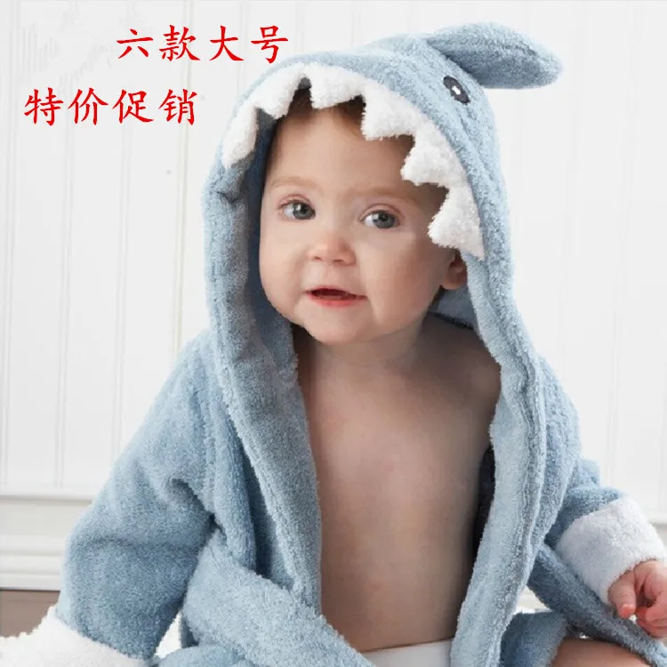 

Baby Home Wear Toweling Robe CHILDREN'S Cartoon Hooded Bathrobe Bathrobe Six-Large Size