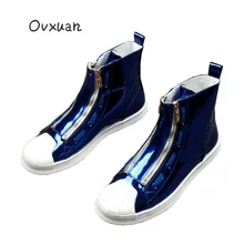 OVXUAN/синие кроссовки; Мужская обувь; Повседневная обувь из лакированной кожи; мужская обувь с высоким берцем; мужские мотоциклетные ботильоны; chaussure homme