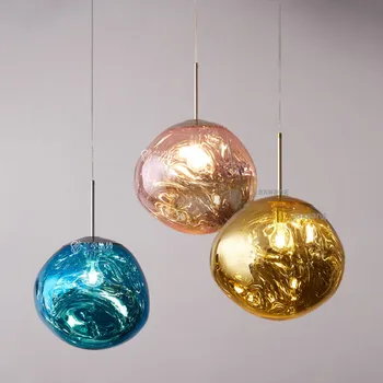 

LED Glass Chandeliers Postmodern Melt Lava Pendant Lamp Lights Nordic Cafe Hanging Lamps Bar Loft Chandeliers Light Fixure