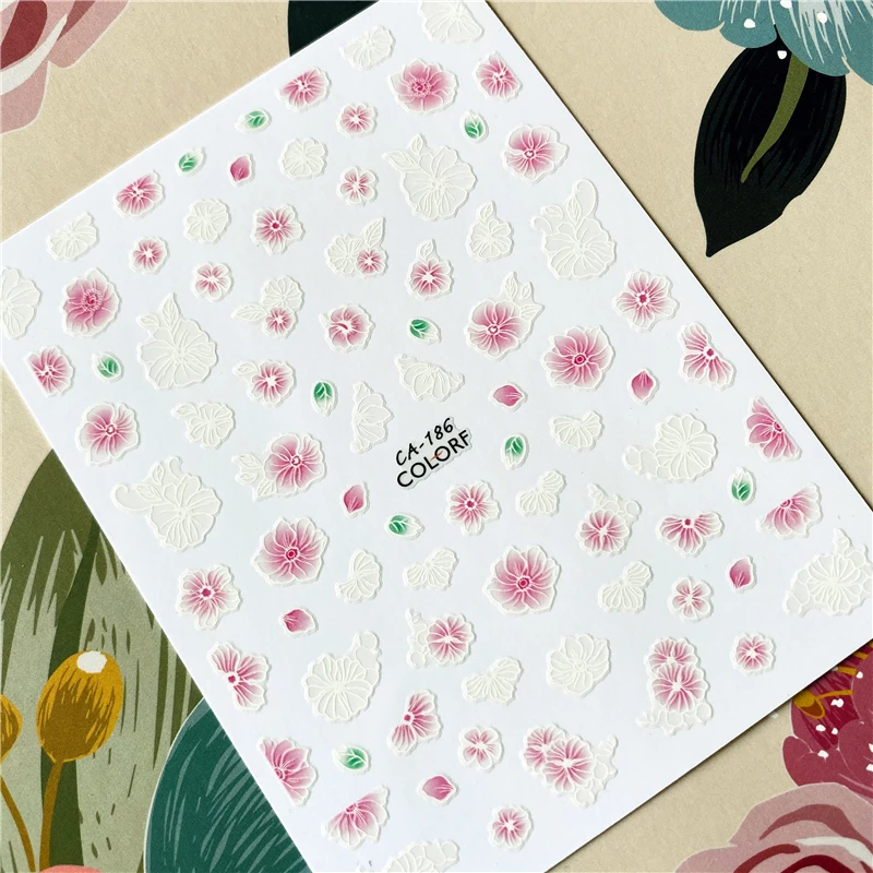 CA-172 to 210 English letters A-Z Flower 3D Back glue Nail decal Nail sticker Nail decoration Nail art Nail tool Nail ornament - Color: CA-186