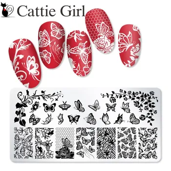 

1pcs Butterfly Snowflake Marble Smoke Nail Stamping Plates Stamping Line Flower Nails Design Nail Images Nail Art Set