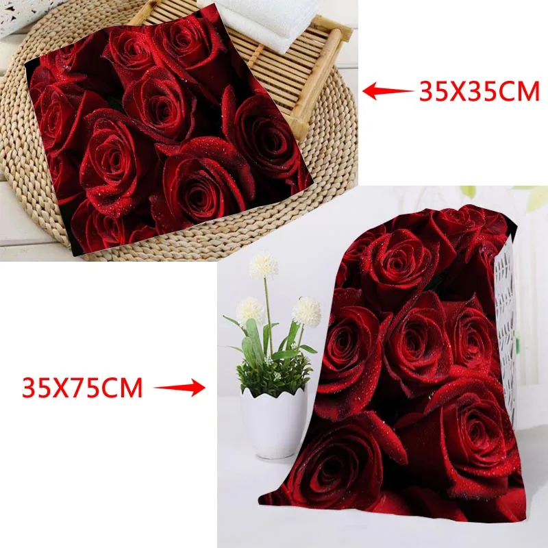 Custom Rose Towels Microfiber Travel Fabric Quick Drying Printing Absorbent Wearable Towel Beach Hair Towels - Цвет: 3