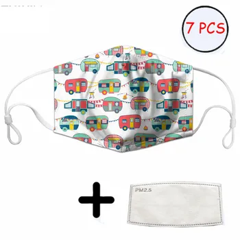 

Cartoon Camper Print Women/Men Mouth Mask with 7 Filters for Anti Air Dust Nose Face Mouth Masks Elastic Face Mouth Mask Masque