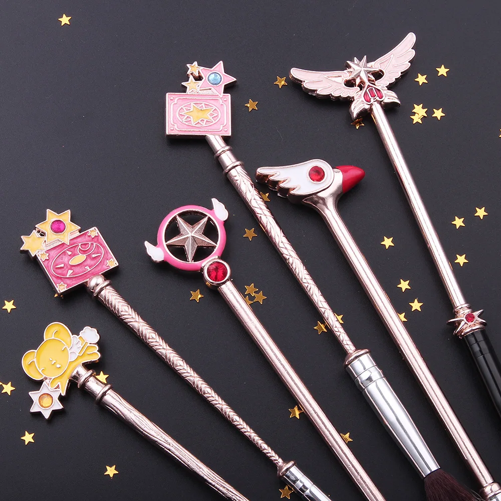6 шт. Cardcaptor Sakura кисти для макияжа комплект из розового золота консилер Foundation для бровей Тени для век кисти Кисть для макияжа лица с сумкой в комплекте