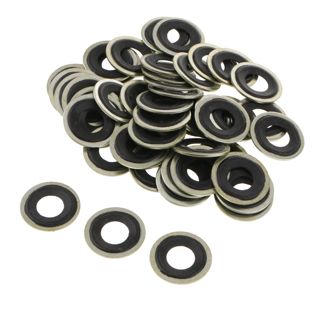 50pcs M14 Oil Drain Plug Crush Washer Gaskets Fits For GM Chevrolet Dorman