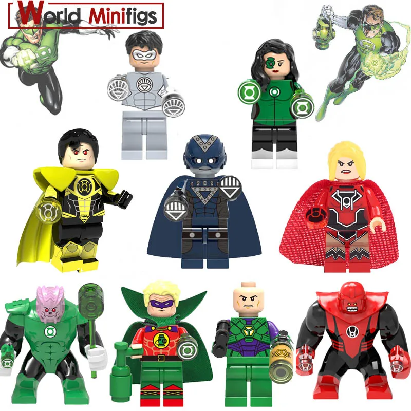 

Single Green Lantern Hal Jordan Super Heroes Batman Movie Model Mini Doll Building Block Christmas Toy For Children