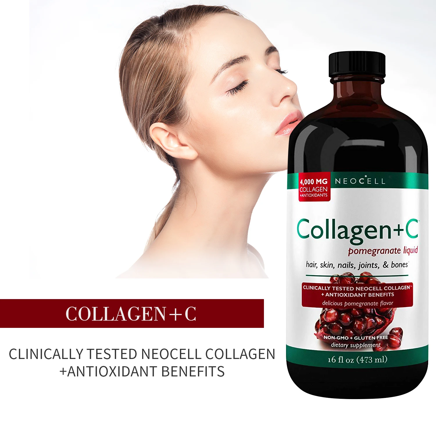 

Collagen+C Pomegranate Liquid 1 and 3 plus Antioxidants, Ionic Minerals, and Vitamin C Promotes Healthy Joint Cartilage Tissue