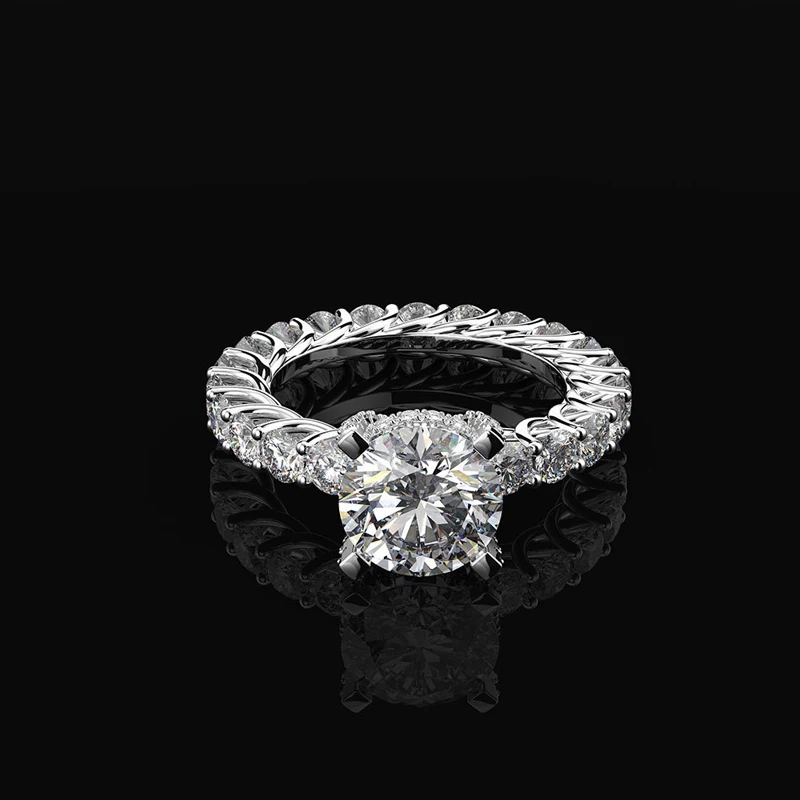 Anillo De Compromiso De Moissanita De Plata 925, Piedra