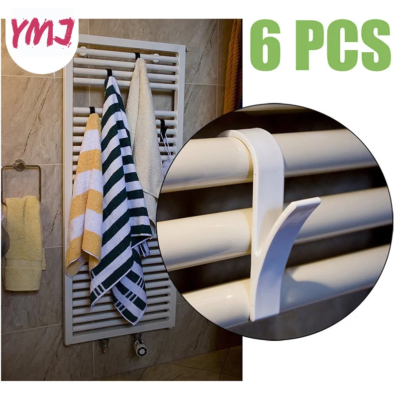 Colgador de toallas para el radiador del baño, Percha Plegable para colgar ropa, color blanco, 6 uds.