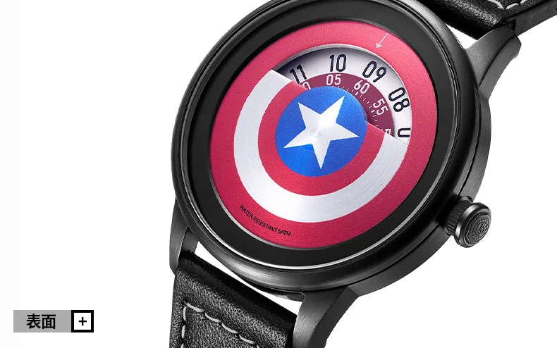 Бренд MARVEL оригинальные мужские часы Роскошные Дисней полые Капитан Америка щит Сапфир кристалл повседневные спортивные часы человек