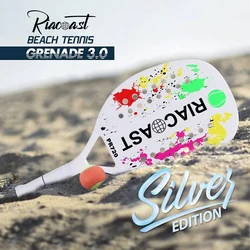 Riacoast Beach Tennis Racquet Grit Mat Face Soft EVA Memory Foam Core Full Carbono Paddle White Racket