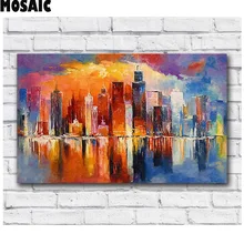 Алмазная вышивка 110x55 см, красивый вечерний Нью-Йоркский настенный арт, алмазная живопись, фото на заказ для декора гостиной