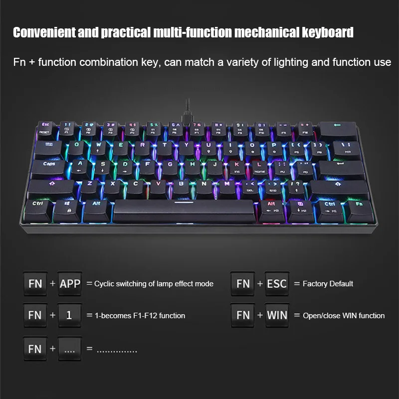 

HOT RGB Backlight Mechanical Keyboard CK61 with Box Switch Gaming Keyboard Quick Response Speed BUS66