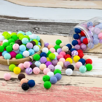 

15mm Round Colorful Silicone Beads Handmaking DIY BPA Food Grade Silicone For Baby Chewable Toys Toddlers Toy Soft Chew Beads
