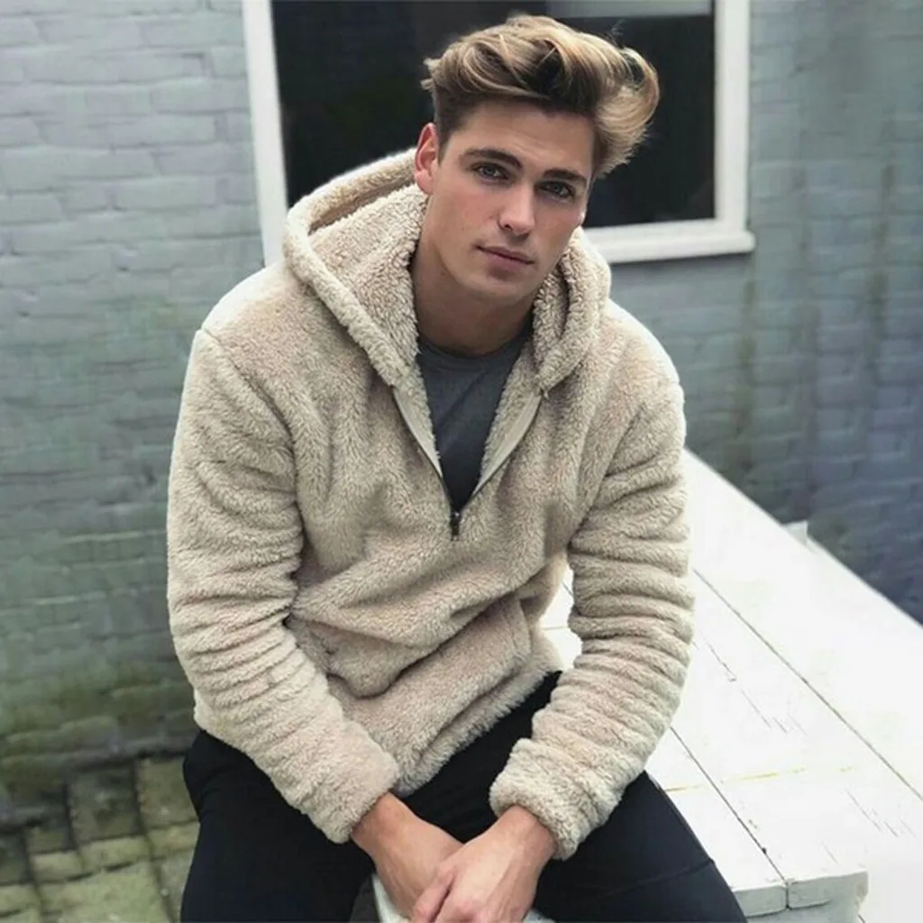 

vetement femme Men hoody clothes Autumn Winter Casual Zipper Loose Double-Sided Plush Hooded Tops Blouses Sportswear Tracksuit