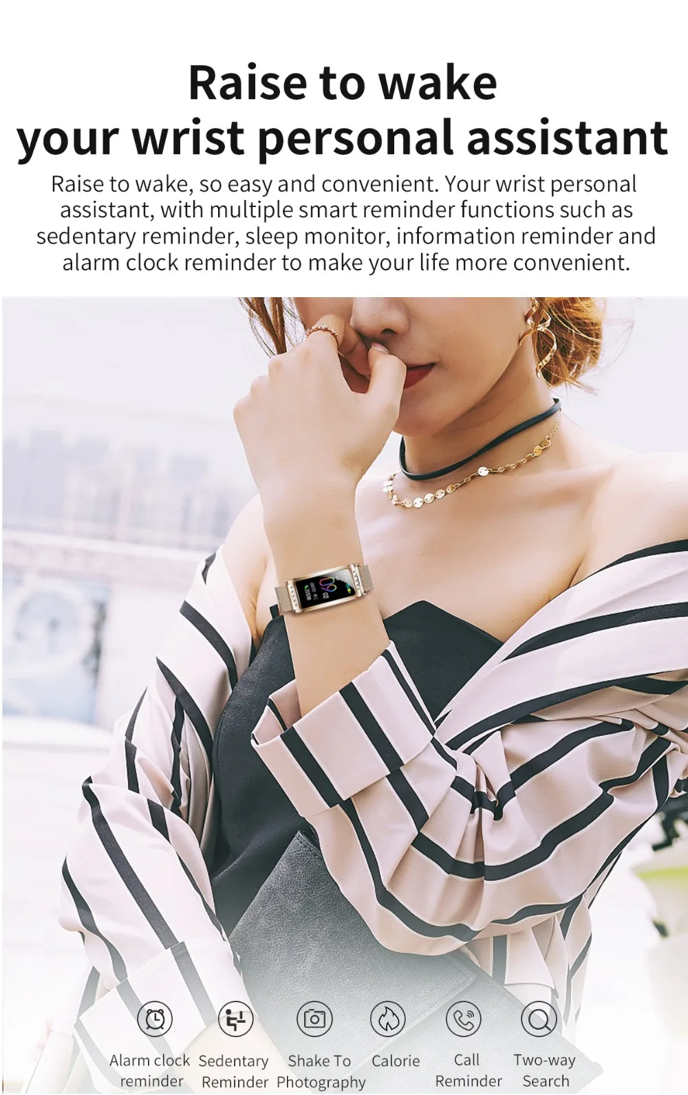 UGUMO Women Smart Watch For Android IOS Heart Rate Measuring Blood Pressure Monitor Women's Bracelet Waterproof Fitness Bracelet