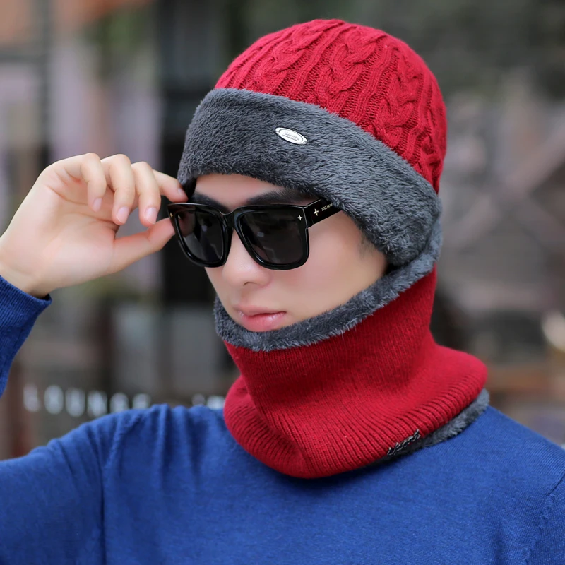 Зимние шапки для мужчин Skullies Beanie шапка зимняя шапка мужской женский шерстяной шарф шапка s Набор Балаклава маска Knitted шапка вязаная шапка