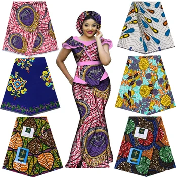 

Ankara African Printed Fabric 100% Cotton Real Wax Patchwork High Quality Sewing Cloth Tissu For Woman Party Dress 6yards Lot