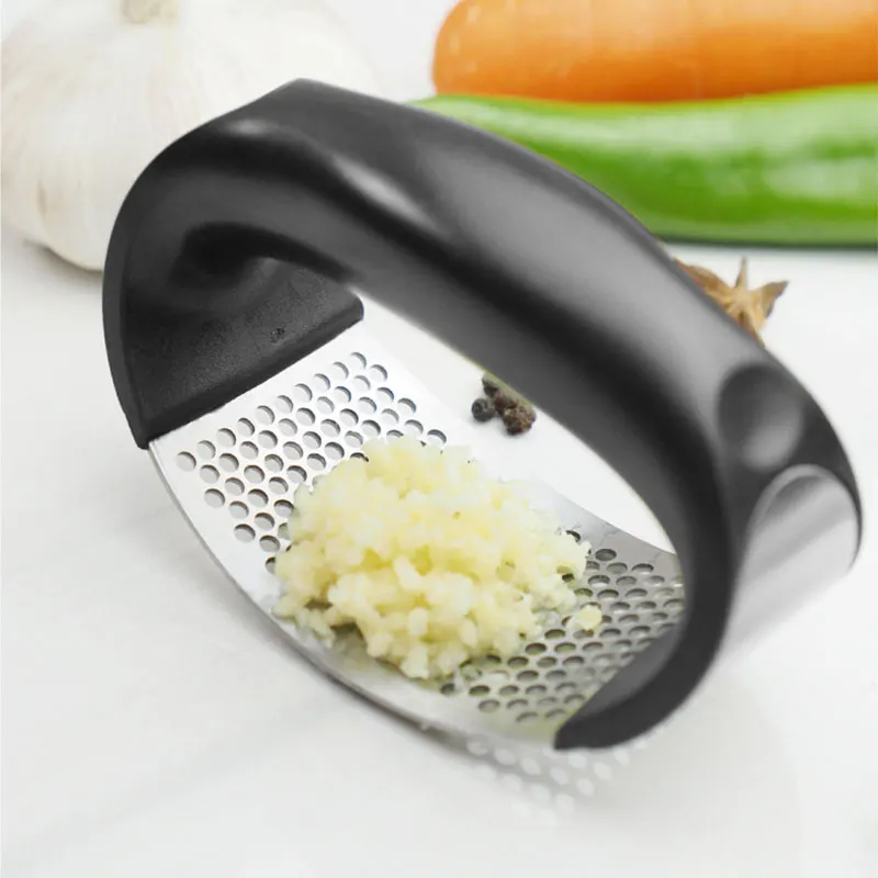 

Stainless Steel Garlic Press Manual Garlic Grinder Multi-function Manual Garlic Presser Curved Garlic Kitchen Gadgets 1pcs