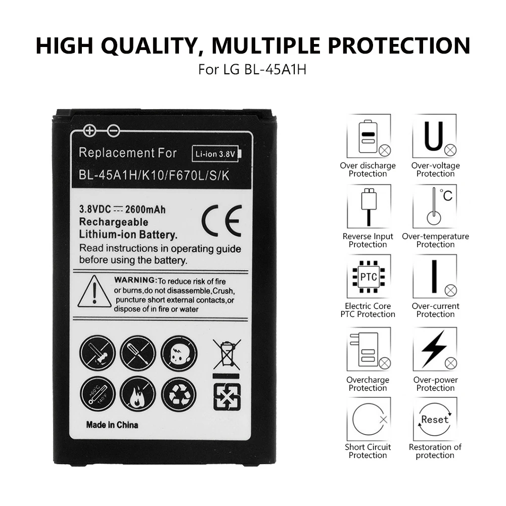 2600 мА/ч, BL-45A1H BL 45A1H телефон Батарея для LG K10 F670L F670K F670S F670 K10 LTE Q10 K420 LTE Q10 Перезаряжаемые литий Батарея