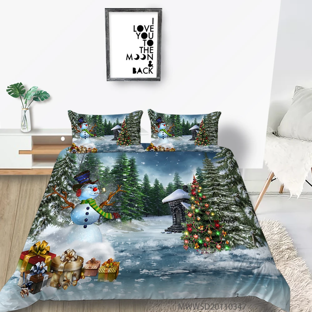 Two Or Three Piece Christmas 3d Printed Duvet Cover Bedding Set