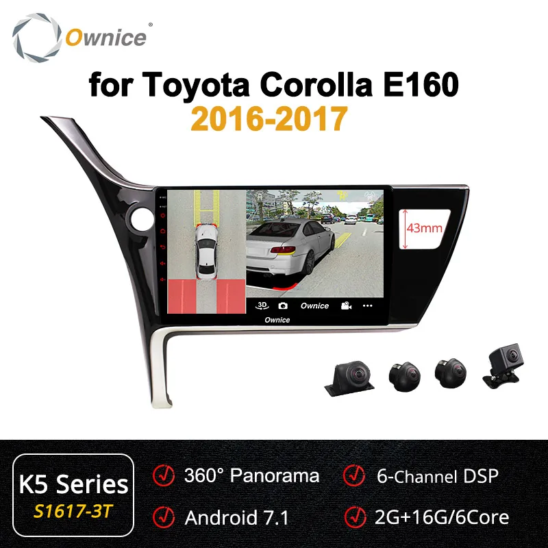 Ownice K1 K2 K3 K5 K6 Android 9.0 8 Core 2 Din Car dvd player for Toyota Corolla 4G LTE 360 Panorama DSP Car Play DVR - Цвет: S1617-3 K5 Series