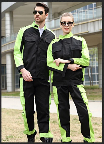 Black Green Мужская и Женская рабочая одежда защитная одежда износостойкий пылезащитный ремонтник машина Авто Ремонт Электрический сварочный комбинезон с длинным рукавом - Цвет: Black Green