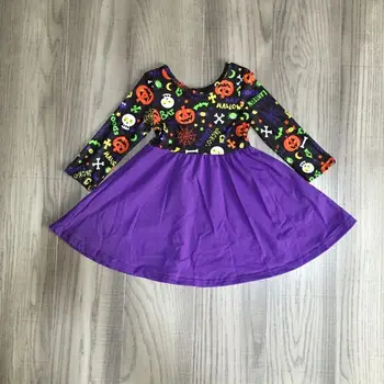 

children girls fall purple skirt girls Halloween dress girls pumpkin dress