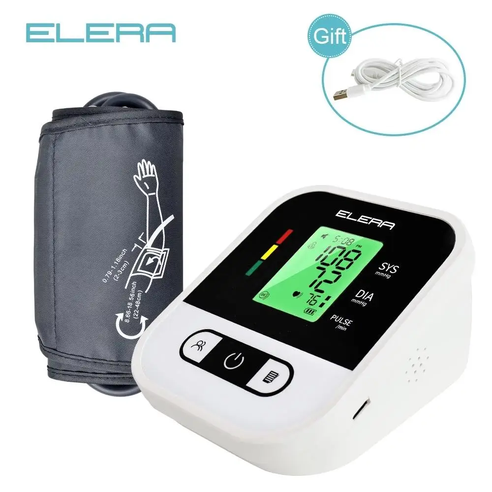 ELERA Upper Arm Blood Pressure Monitor Digital LCD Sphygmomanometer