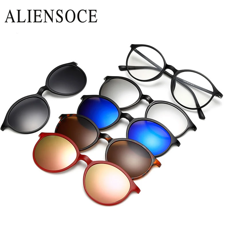 

Sunglasses Women Men Polarized Magnetic Clip Glasses Driving Clip On Sunglasses Magnet Myopia Glasses Frame With Case