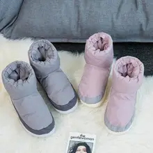 Г. Новые женские ботинки обувь на пуху зимняя теплая Повседневная хлопковая обувь для дома пара нескользящих водонепроницаемых высоких мужских зимних ботинок