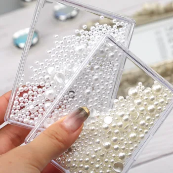 

Nail Art Decorations Stickers Spherical Radian Pearl Nails Accessoires Set Box Jewelry Rhinestones For Nails Design Manicure