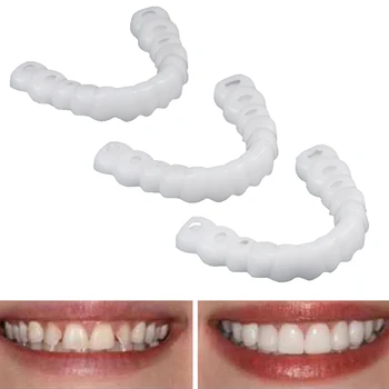 

3PCS Silicone Beauty Veneers Teeth Denture Teeth Whitening Fake Tooth Cover Comfort Fit Snap On Upper / Lower Cosmetic Teeth
