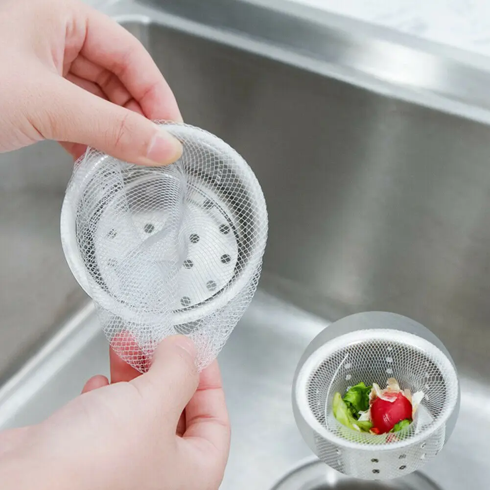

100 Pcs Disposable Sink Strainer Garbage Filter Bag Anti Clogging Net Mesh Pouchs Kitchen supplies Garbage Bag with Mesh Filter