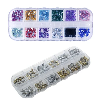 

1200Pcs New Nail Art Rhinestones Glitters Acrylic Tips Decoration Manicure Wheel & 600PCS Women 3D Acrylic Alloy DIY Decor