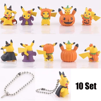 

Wholesale 10 Set Pokemon Hallowmas Action Figures Anime Animal Pocket Monster Mini Pikachu Keychain Toys Christmas Gifts