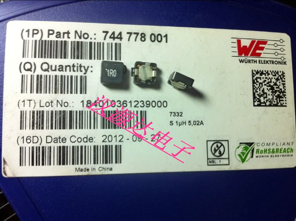 10 шт./лот 744778001 1R0 1UH 6.4A 7.3x7. 3 x3.2mm SMD силовой индуктор 100% новый и оригинальный |