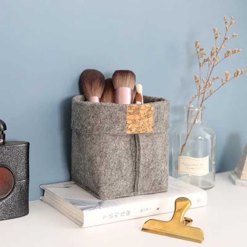 

Felt Makeup Brush Storage Holder Height-adjustable Cosmetics Desktop Organizer Table Stylish Fabric Simple Home Pen Holder