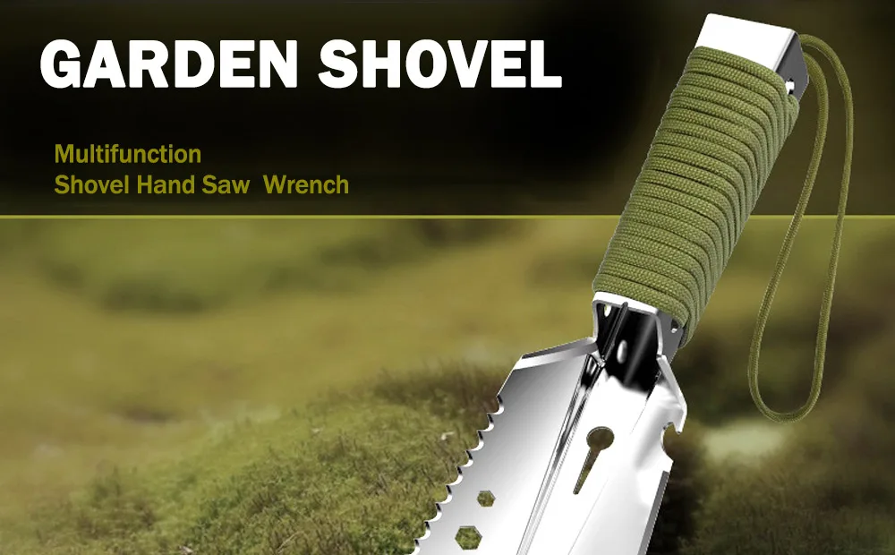Description Picture 2 of itemShovel Multi-Purpose Garden Tools Stainless Steel Garden Shovel With Sawtooth Hex Wrench Ruler Digging Trowel Knife Bottle opene