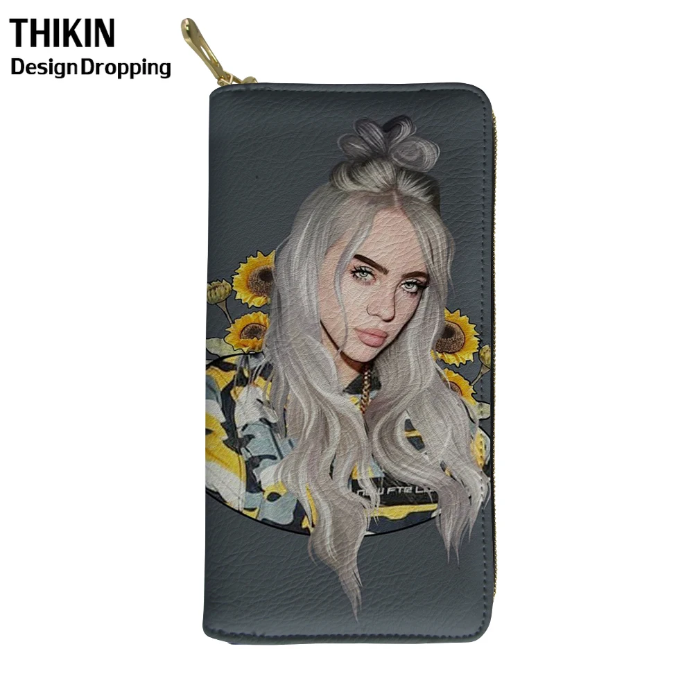 THIKIN хип-хоп рапер Billie Eilish кошелек с изображением подсолнухов женские модные длинные кошельки Дамская вместительная сумка для телефона держатель для карт