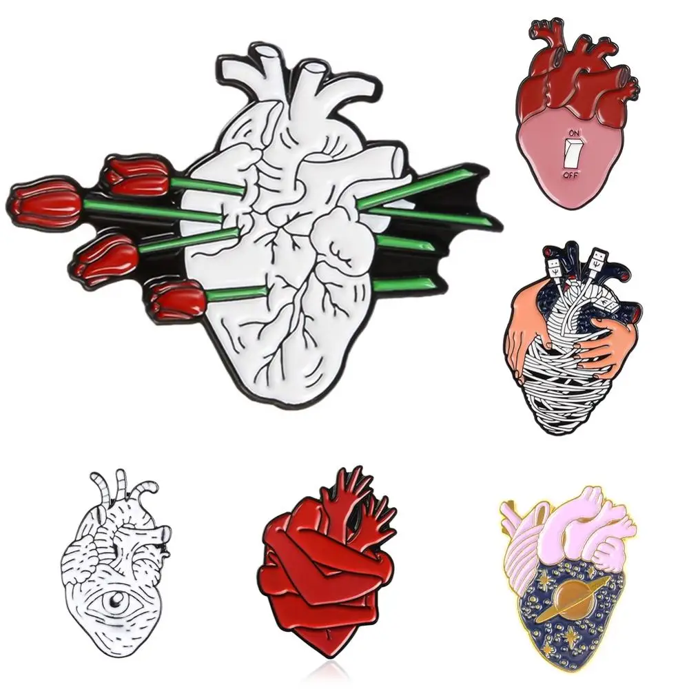 Cute Anatomical Heart Enamel Pins Medical Anatomy Brooch Thailand Elephant Shape Scarf Clothes Hat Accessories Jewelry | Украшения и