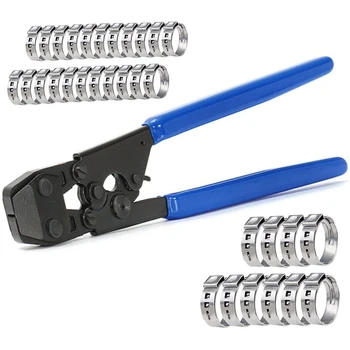 

PEX Clamp Cinch Tool Crimping Tool Crimper for Stainless Steel Clamps From 3/8inch to 1inch with 1/2inch 22PCS and 3/4inch 10PCS