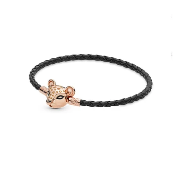 

YinDX 925 sterling silver bracelet shiny princess lion suitable for original unisex leather bracelet high-end jewelry