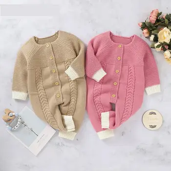 

Baby Knitted Rompers Newborn Kids Sweaters Infant Long Sleeve Jumpsuits Boys Girls Overalls One Piece Toddler Outfits 0-24M