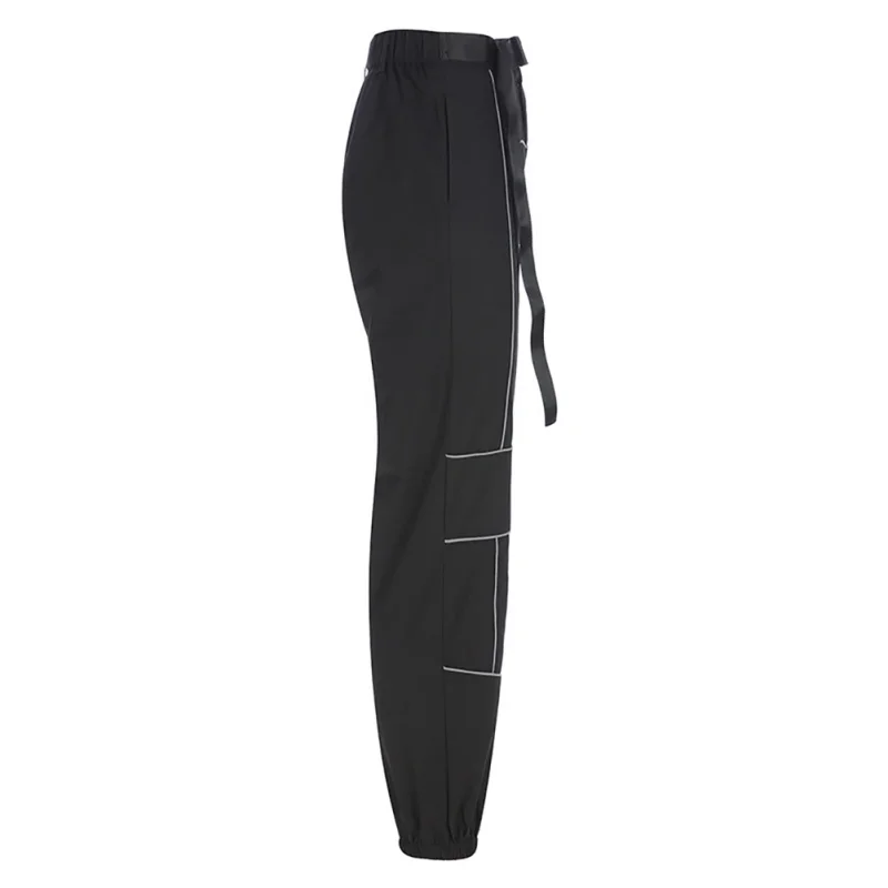 Женские брюки Светоотражающие лоскутные брюки карго Брюки на молнии с пояс, карманы трикотажные брюки мода уличная новое поступление