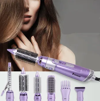 

6-In-1 Multi-Function Hot Air Comb Inner Button Fluffy Wave Curler Roll Straight Dual-Use Straight Hair Comb