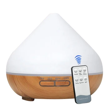 

300ml Ultrasonic Remote Control Air Humidifier Wood Grain Diffuser Aroma Essential Oil Diffuser with LED Lights for Office Home