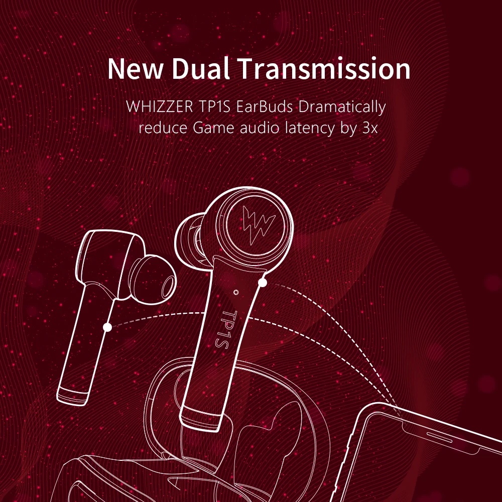 WHIZZER TP1S TWS wireless Bluetooth earphone 3D